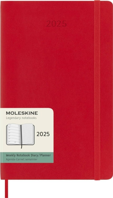 Moleskine 2025 12-Month Weekly Large Softcover Notebook: Scarlet Red-8056999270322