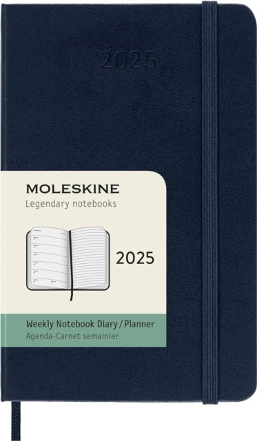 Moleskine 2025 12-Month Weekly Pocket Hardcover Notebook: Sapphire Blue-8056999270339